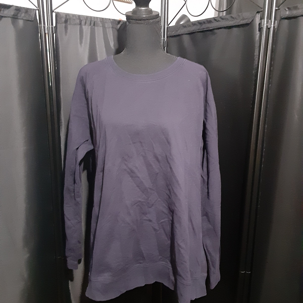 Lands' End Women's Long Sleeve Top - Dark Navy Blue Suze 1X Casual